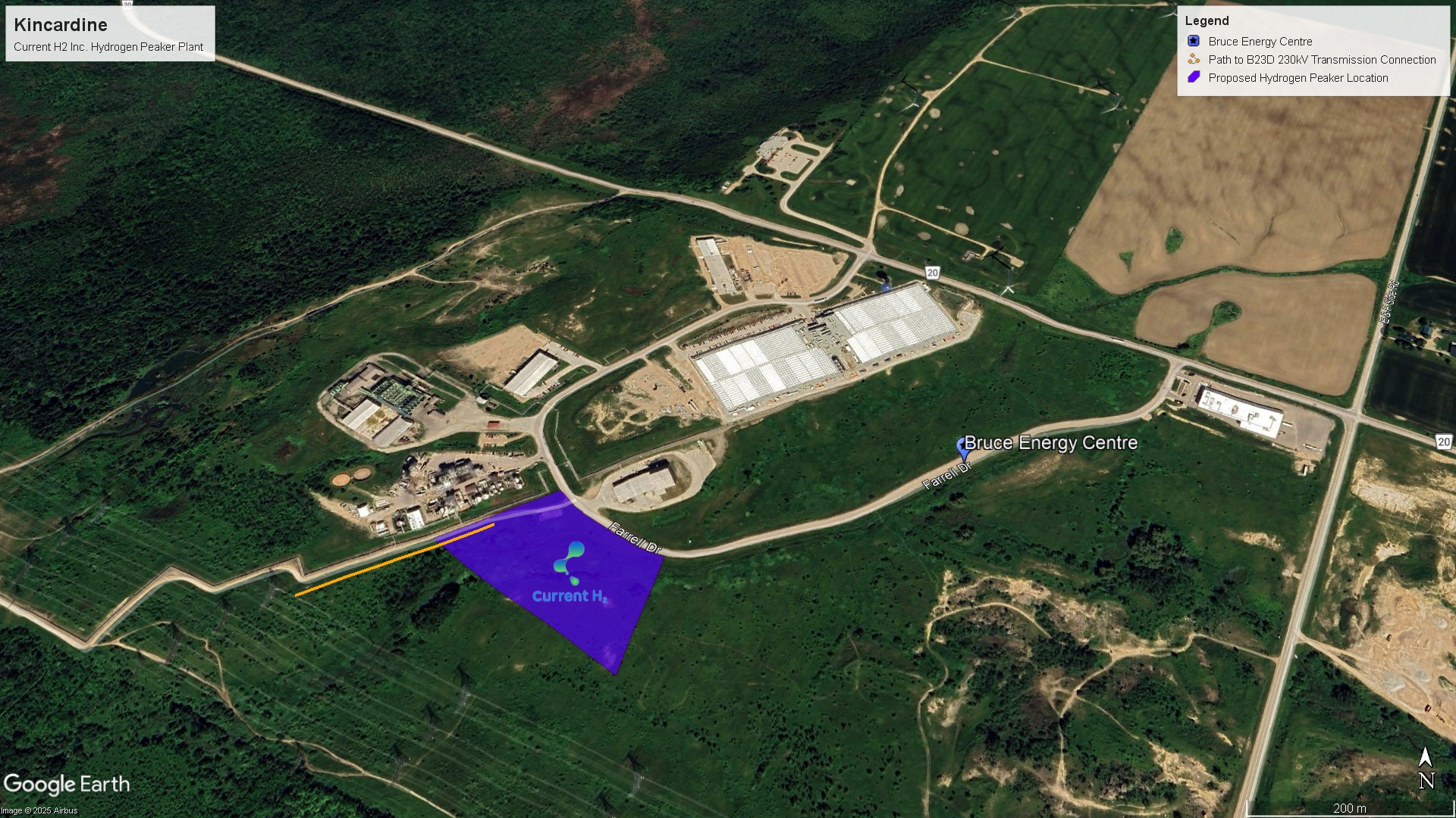 Map showing location in Kincardine industrial park